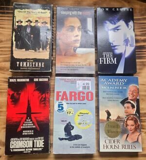 Lot Of 6 VTG Thriller Drama VHS Tapes Crimson Tide Fargo The Firm Tombstone